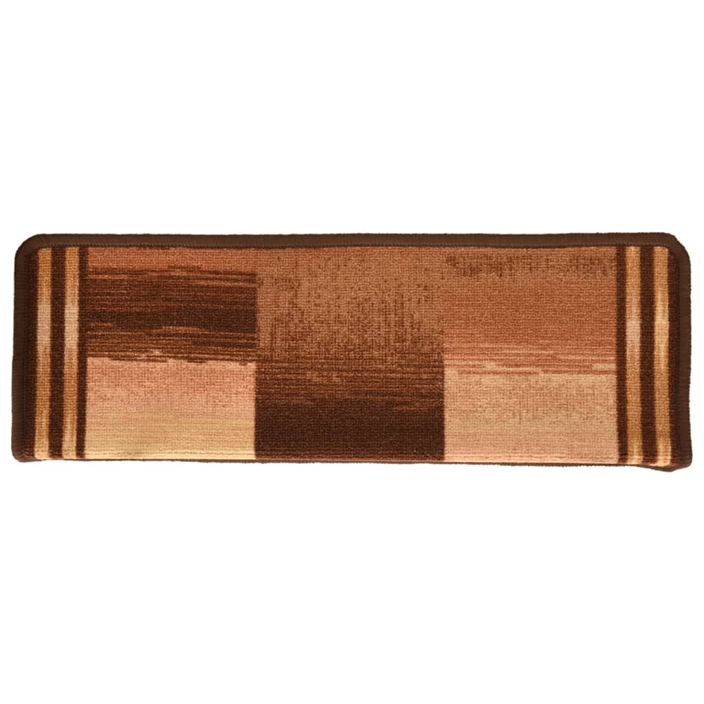 Selvklebende trappematter 15 stk 65x21x4 cm brun