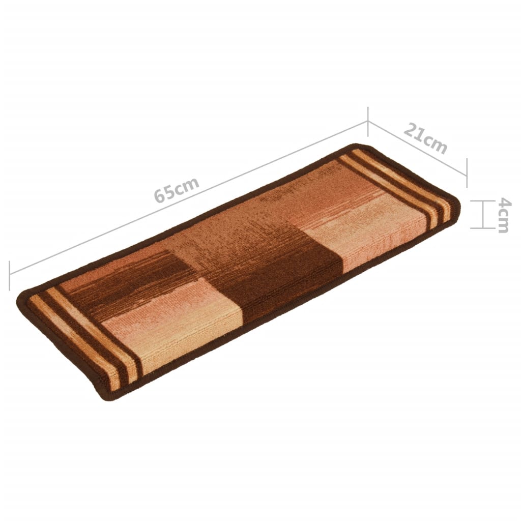 Selvklebende trappematter 15 stk 65x21x4 cm brun