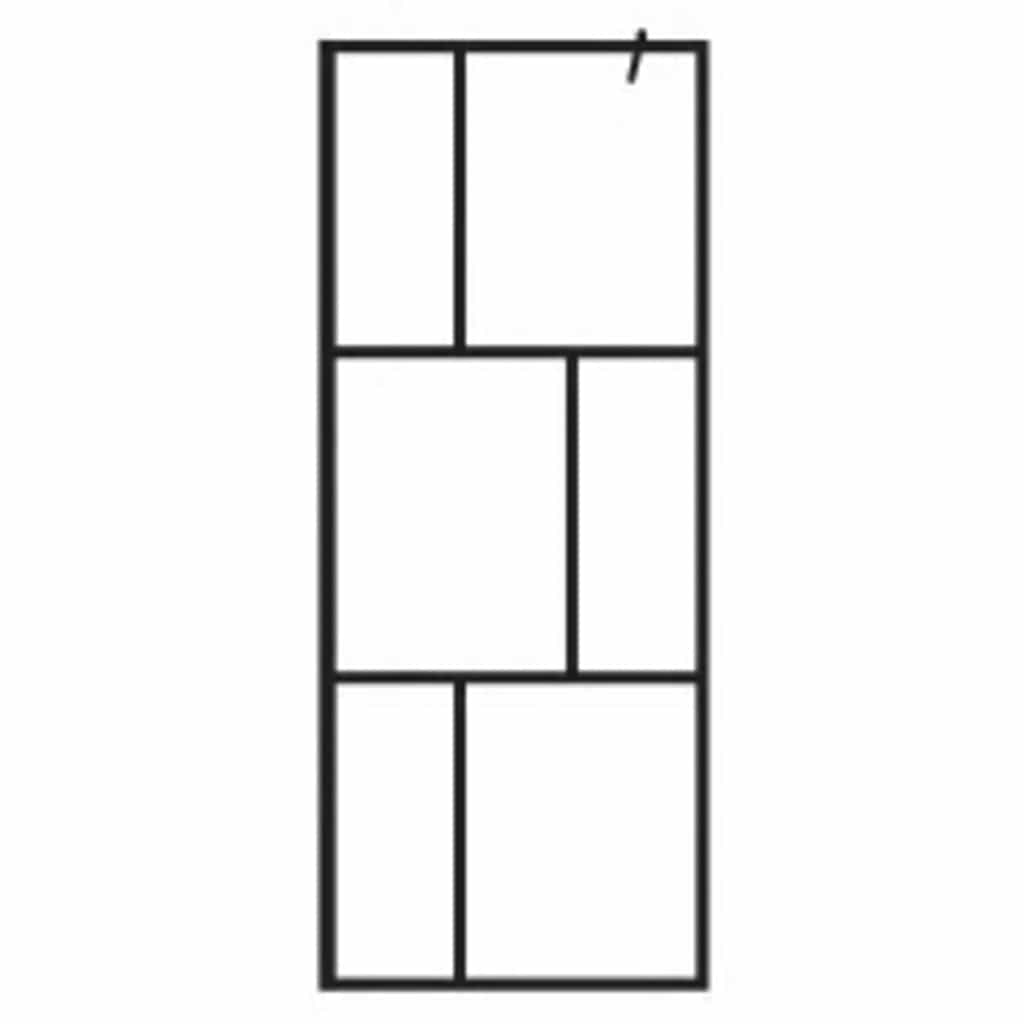 Dusjvegg med herdet glass svart 80x195 cm