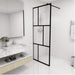 Dusjvegg med herdet glass svart 80x195 cm