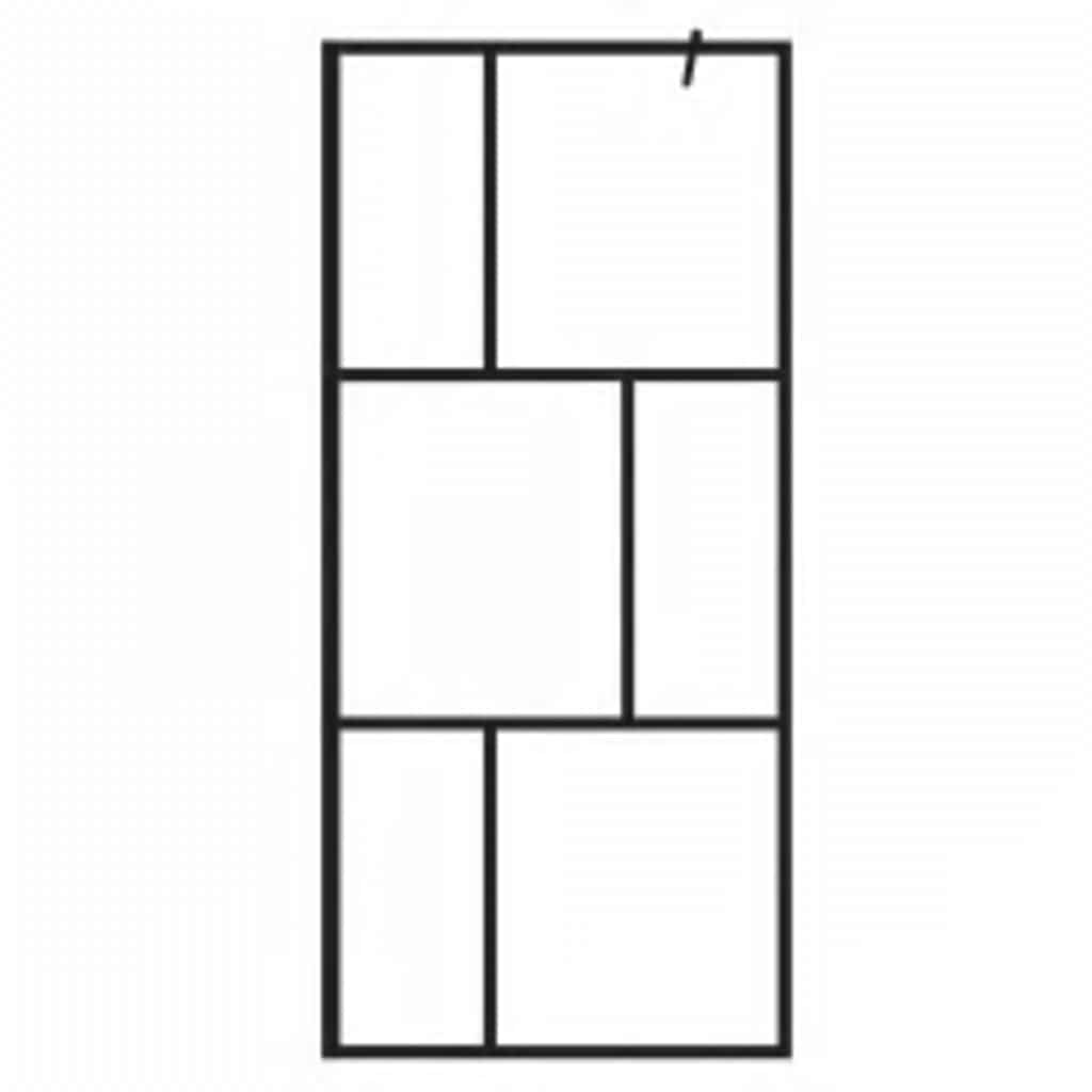 Dusjvegg med herdet glass svart 90x195 cm