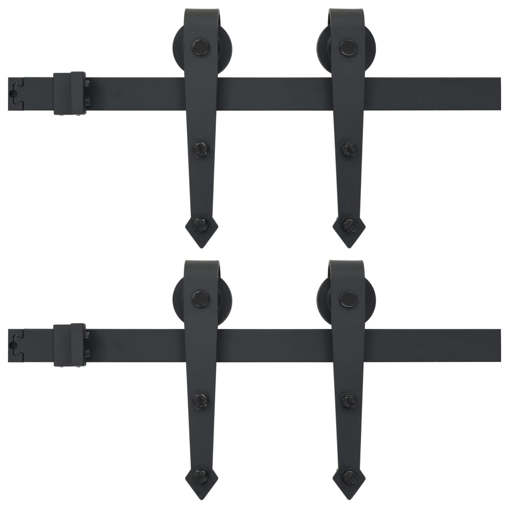 Utstyr for skyvedør 2 stk 200 cm stål svart