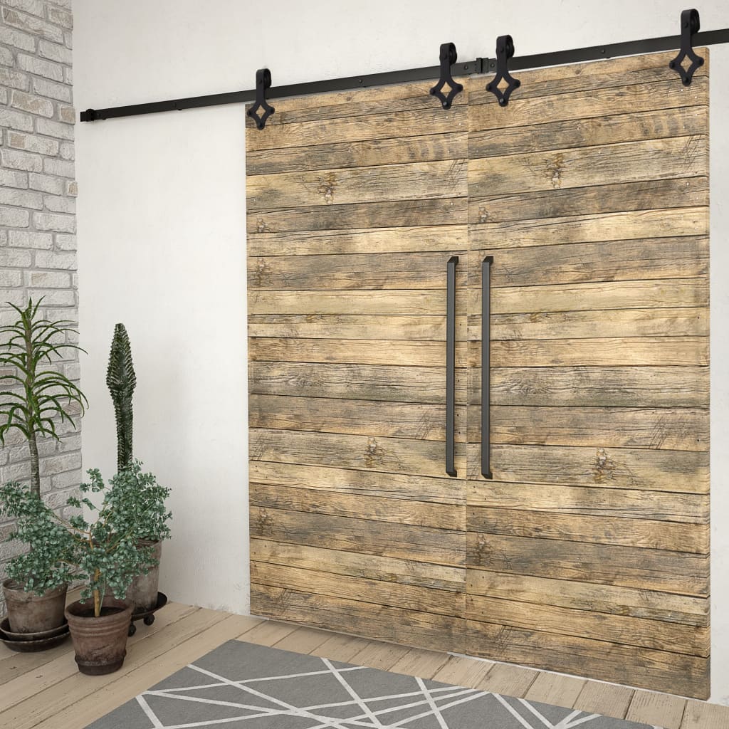 Utstyr for skyvedør 2 stk 183 cm stål svart