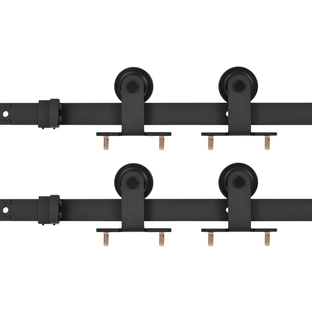 Utstyr for skyvedør 2 stk 200 cm stål svart