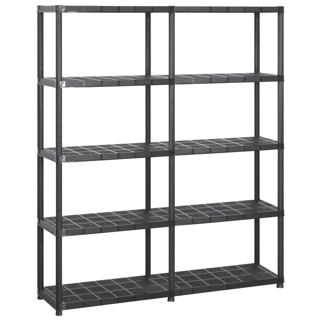 Oppbevaringshylle 5 nivåer svart 142x38x170 cm plast