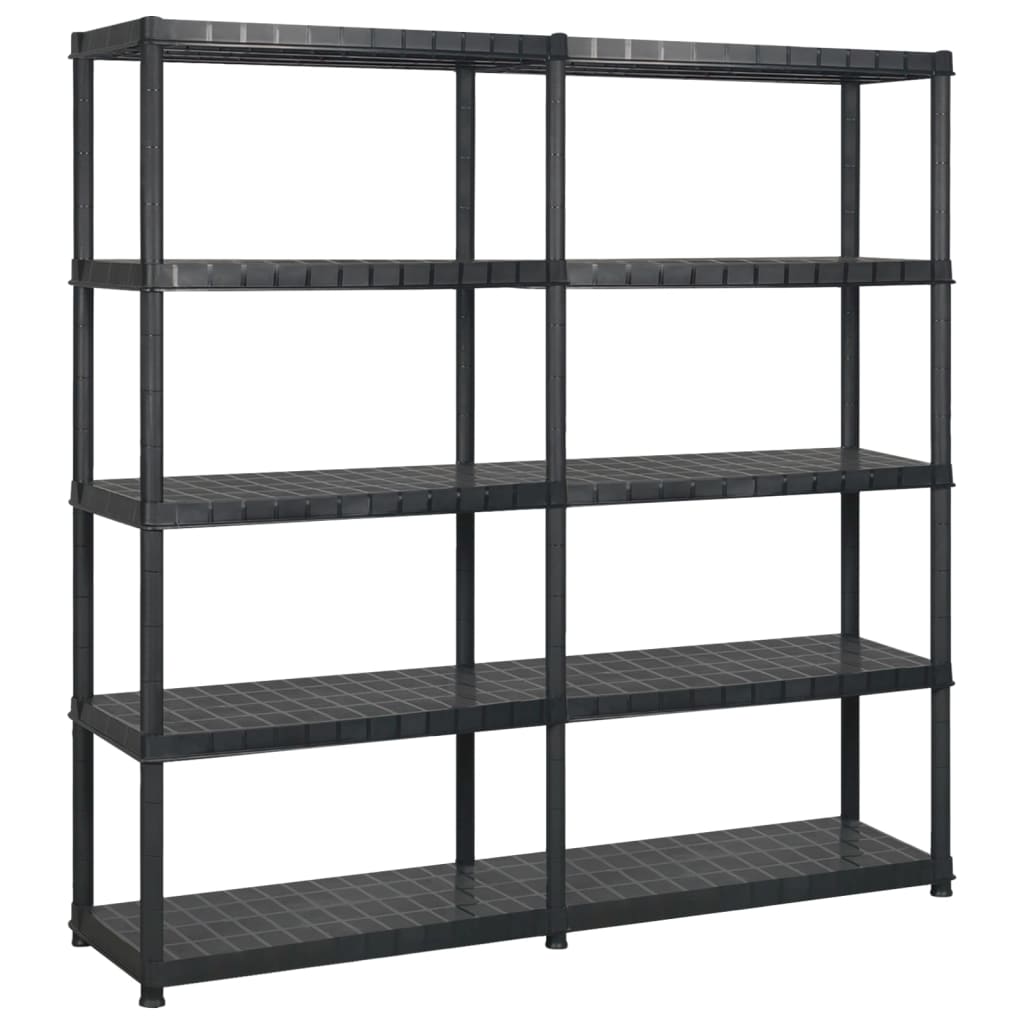 Oppbevaringshylle 5 nivåer svart 170x40x185 cm plast