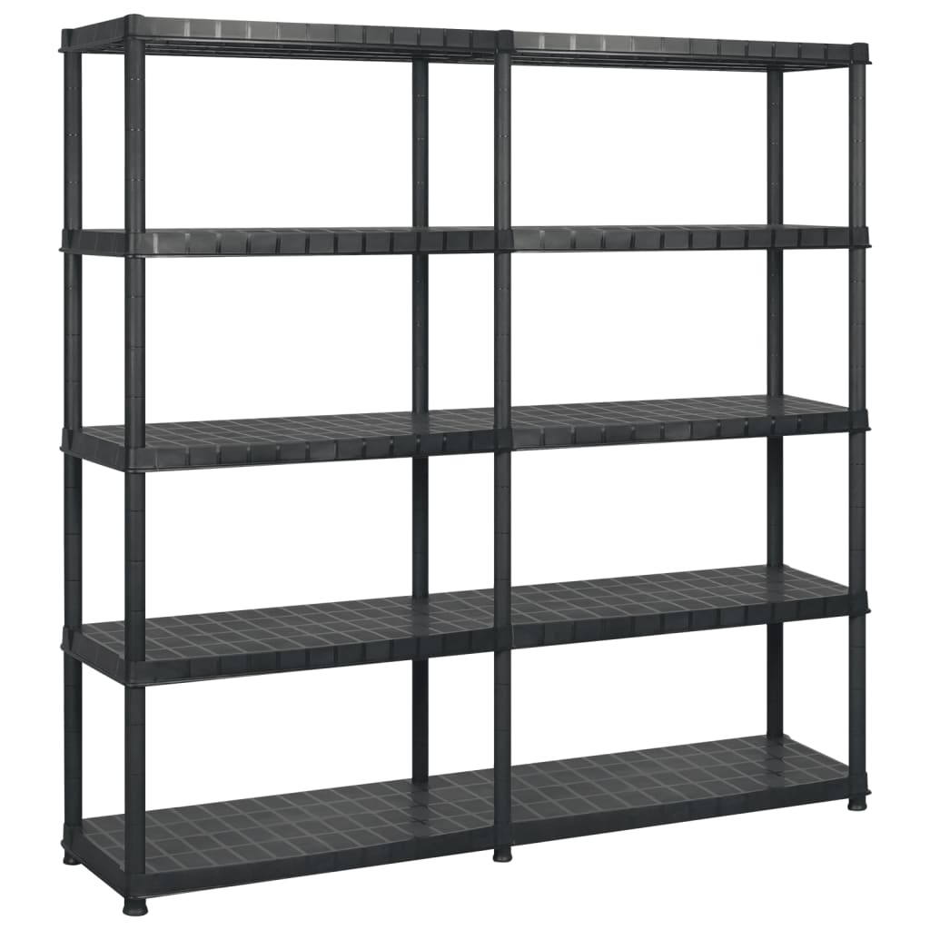 Oppbevaringshylle 5 nivåer svart 183x45,7x185 cm plast
