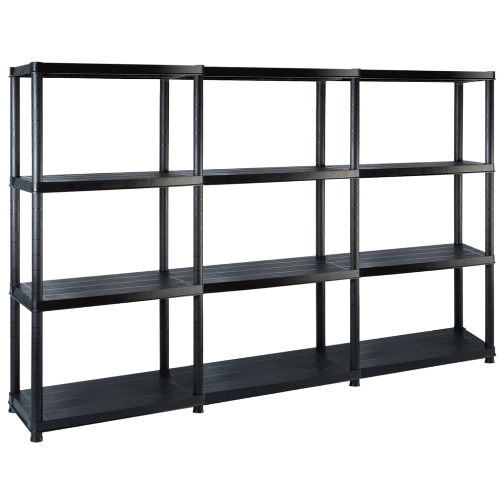 Oppbevaringshylle 4 nivåer svart 183x30,5x130 cm plast