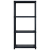 Oppbevaringshylle 4 nivåer svart 183x30,5x130 cm plast