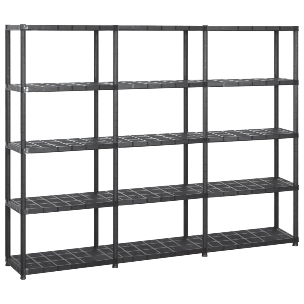 Oppbevaringshylle 5 nivåer svart 213x38x170 cm plast