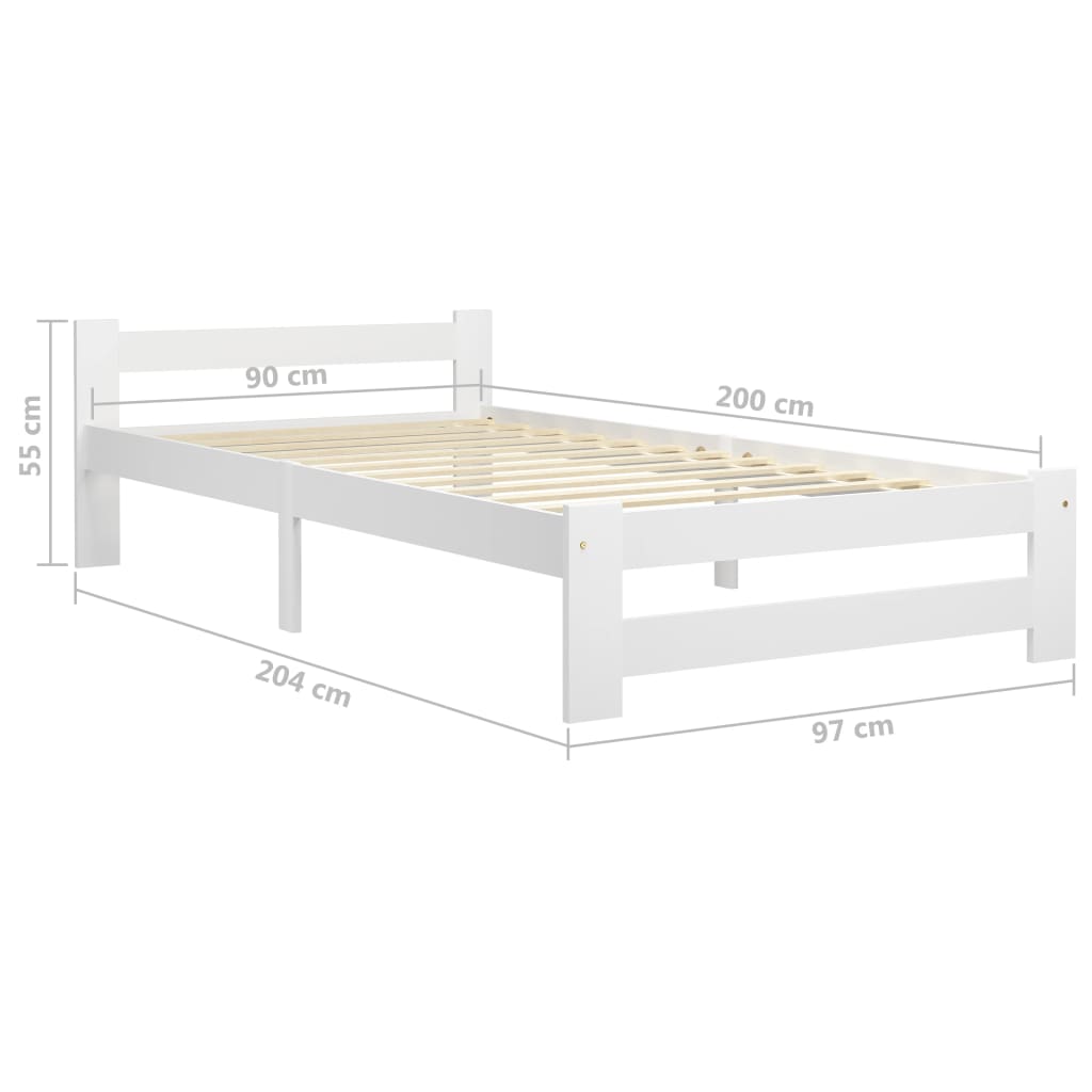 Sengeramme hvit heltre furu 90x200 cm