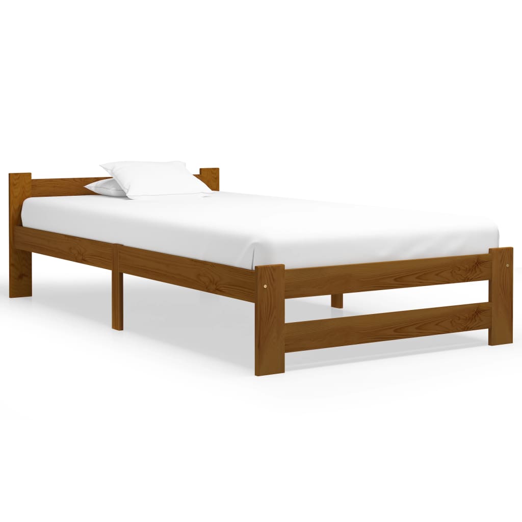 Sengeramme honningbrun heltre furu 90x200 cm