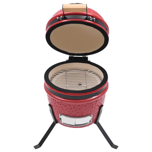 Kullgrill med røyker Kamado keramisk 56 cm rød