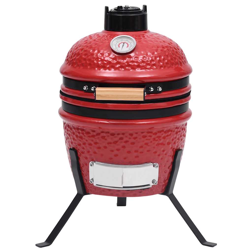 Kullgrill med røyker Kamado keramisk 56 cm rød