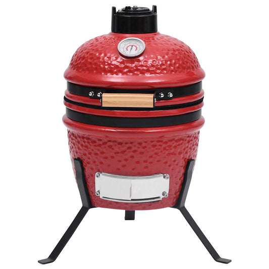 Kullgrill med røyker Kamado keramisk 56 cm rød