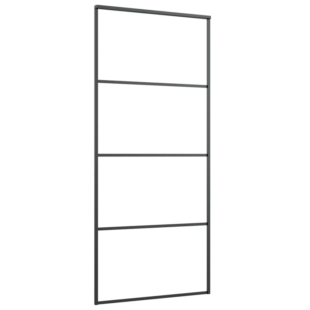 Skyvedør aluminium og ESG-glass 90x205 cm svart