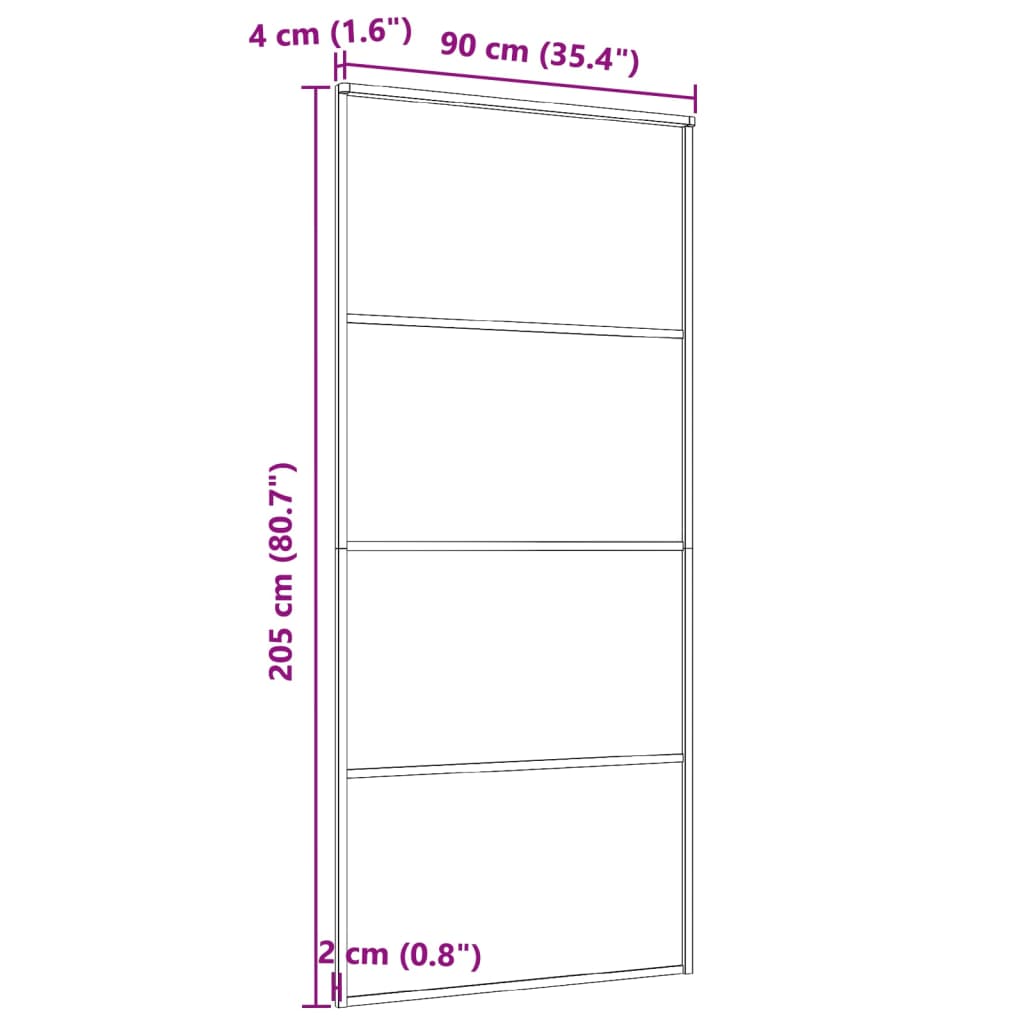 Skyvedør aluminium og ESG-glass 90x205 cm svart
