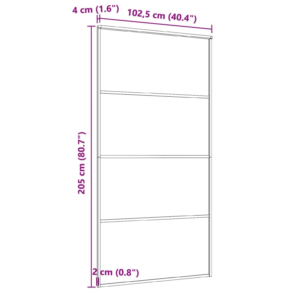 Skyvedør aluminium og ESG-glass 102,5x205 cm svart