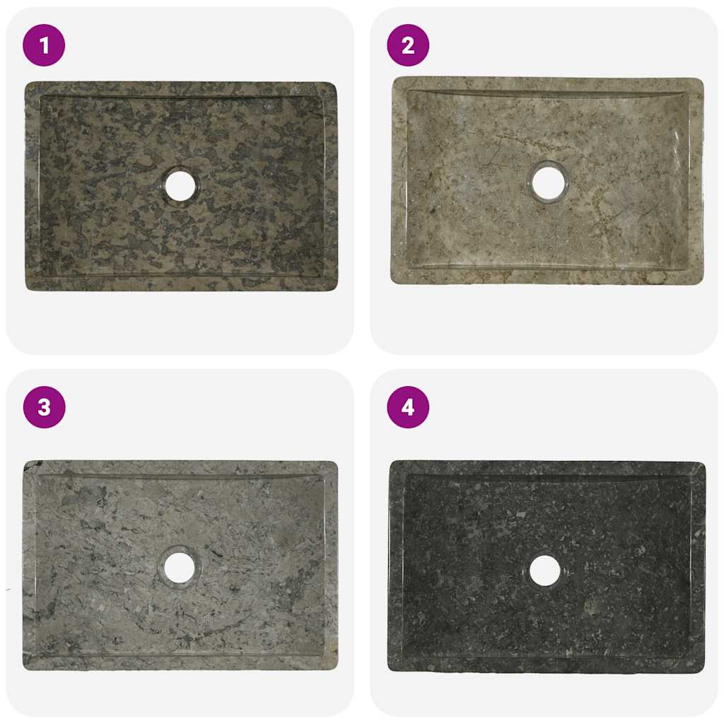 Vask 45x30x12 cm marmor høyglans grå vidaXL