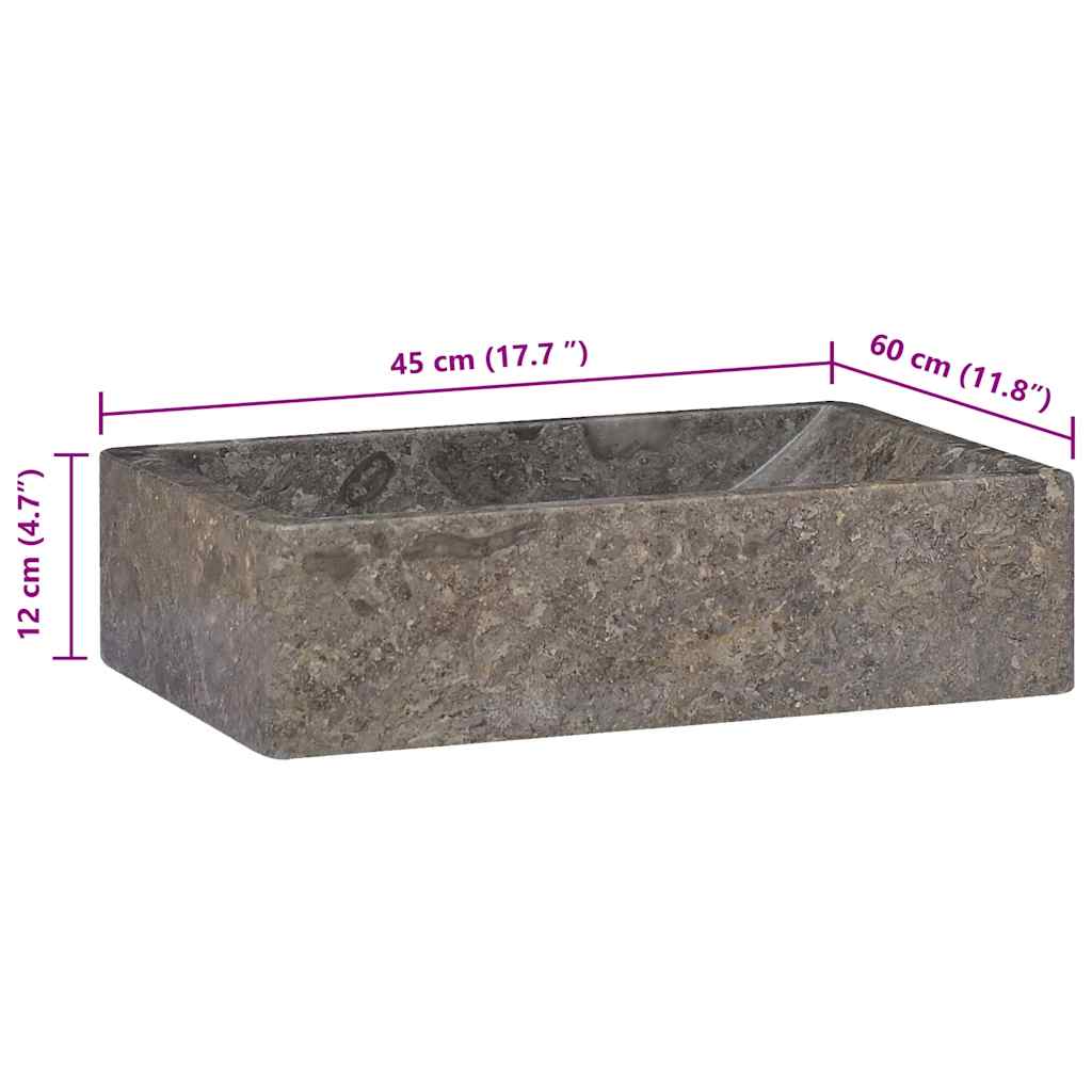 Vask 45x30x12 cm marmor høyglans grå vidaXL