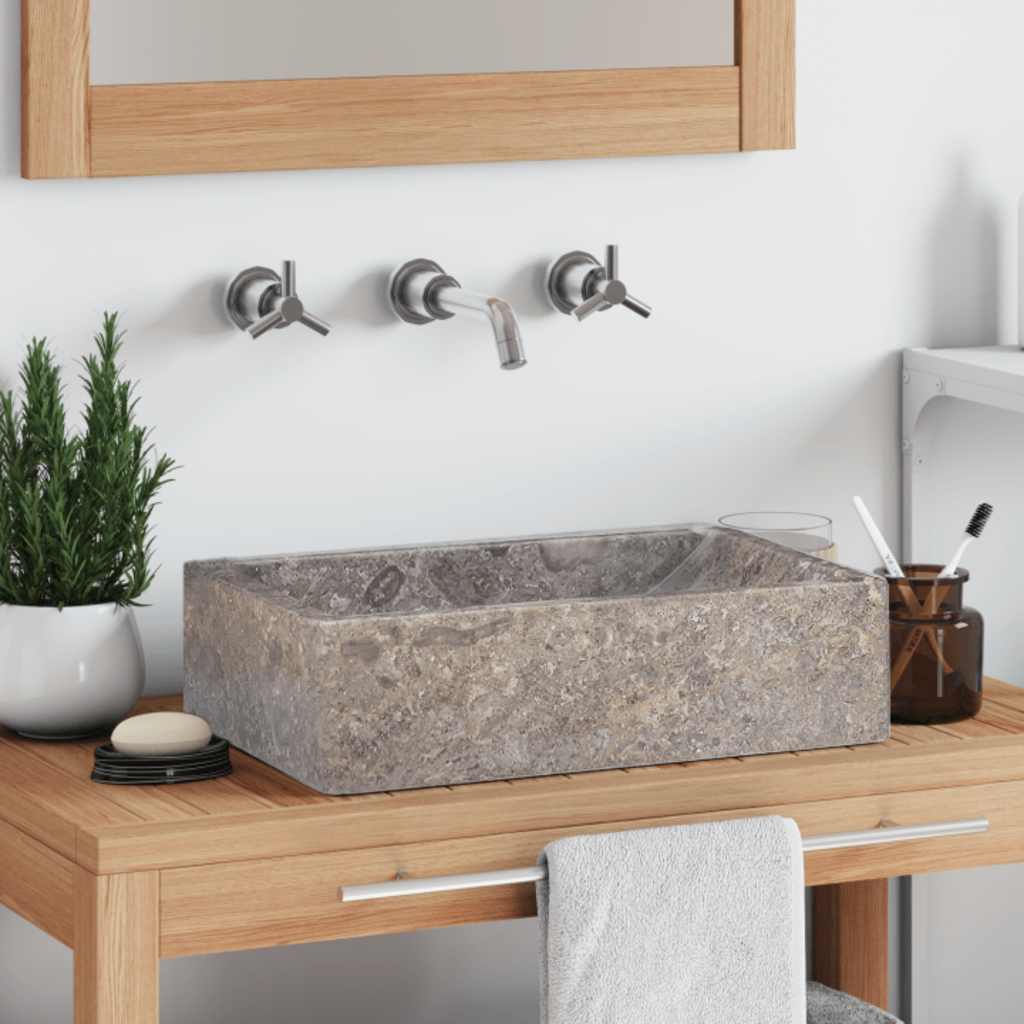 Vask 45x30x12 cm marmor høyglans grå vidaXL