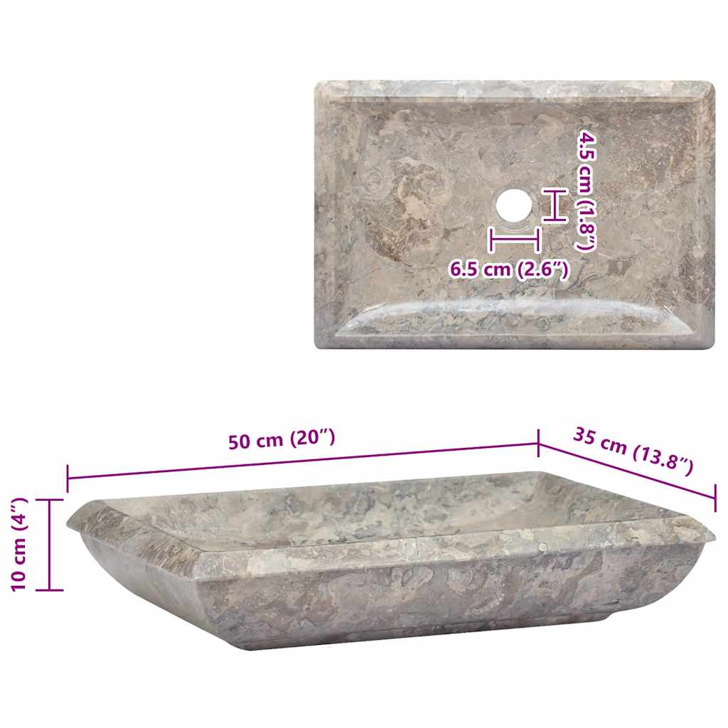 Vask 50x35x10 cm marmor grå vidaXL
