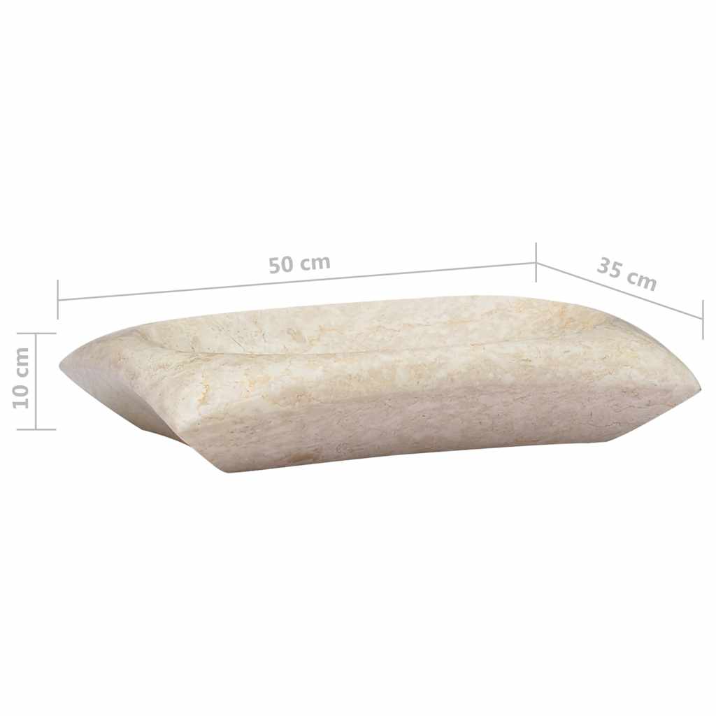 Vask 50x35x10 cm marmor kremhvit