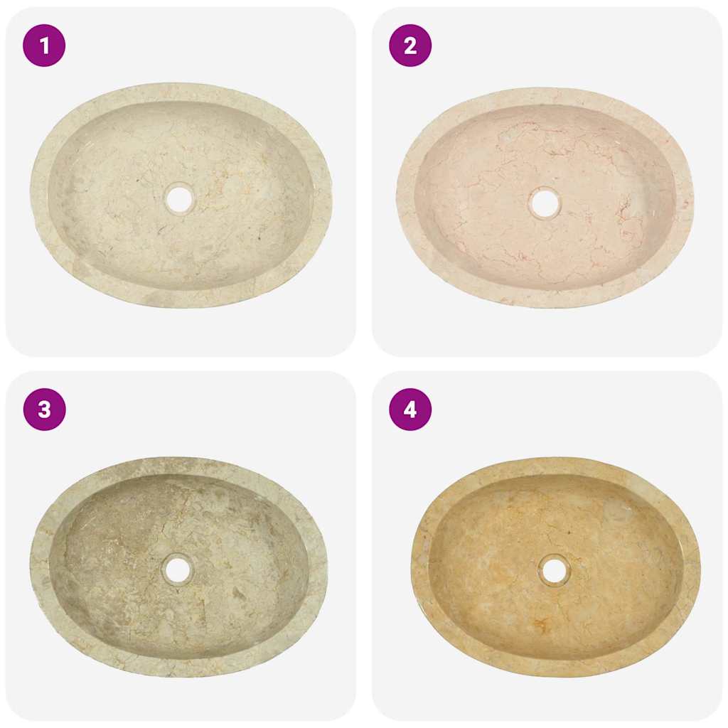 Vask 53x40x15 cm marmor kremhvit vidaXL