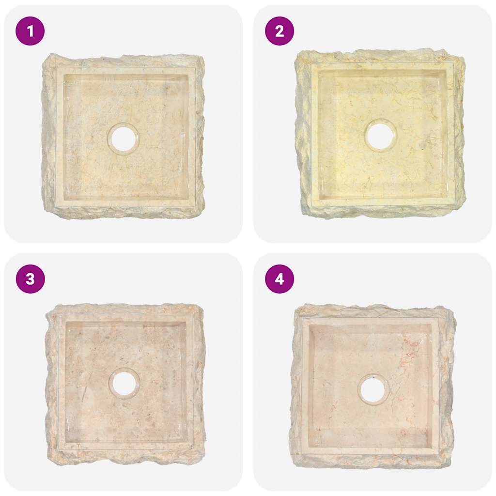 Vask 30x30x13 cm marmor kremhvit vidaXL