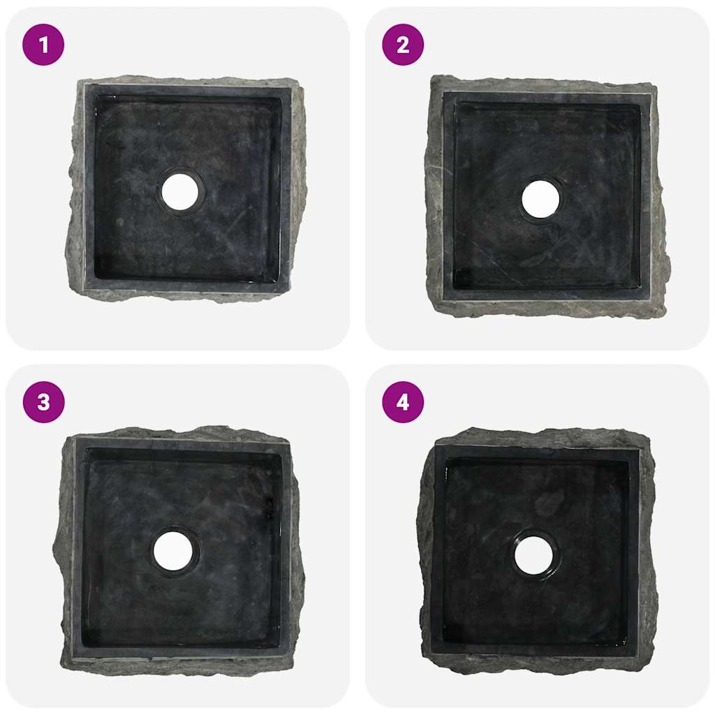 Vask 30x30x13 cm marmor svart vidaXL