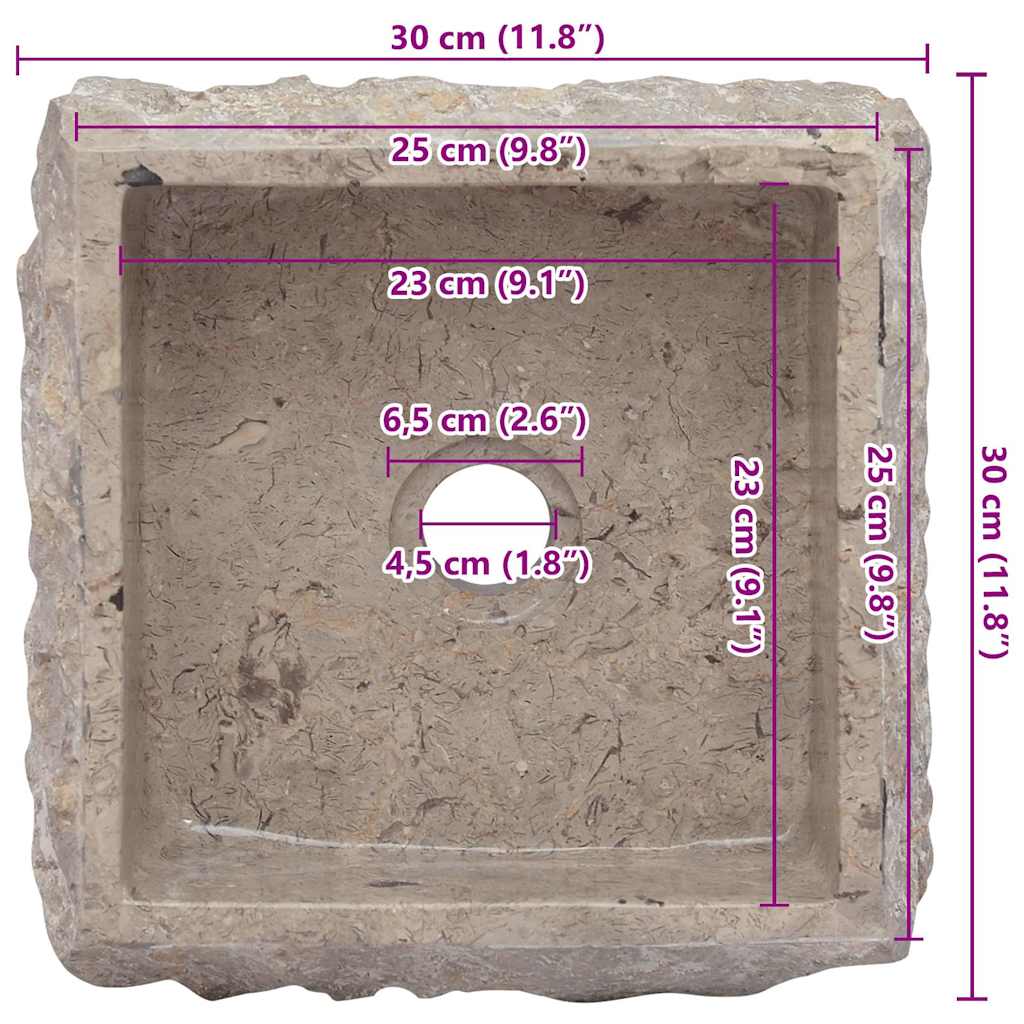 Vask 30x30x13 cm marmor grå vidaXL