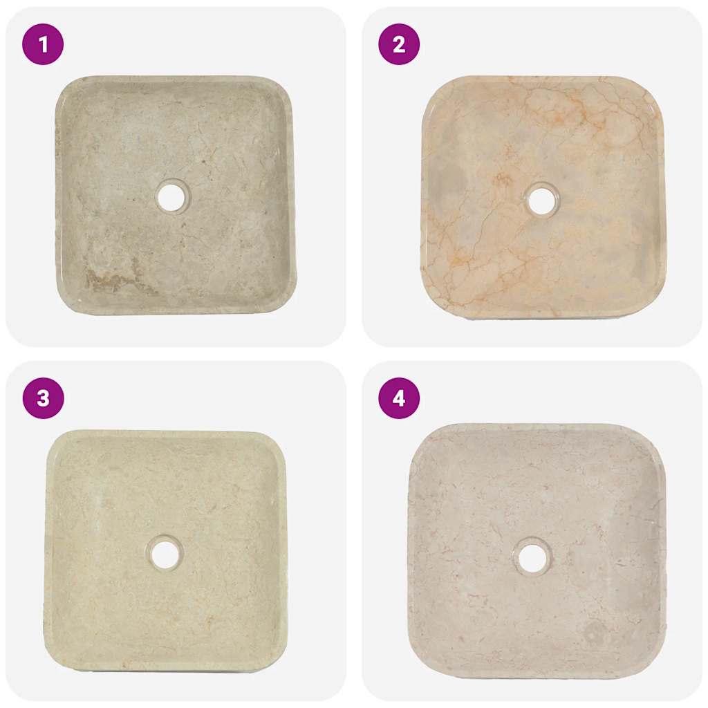 Vask 40x40x10 cm marmor kremhvit vidaXL