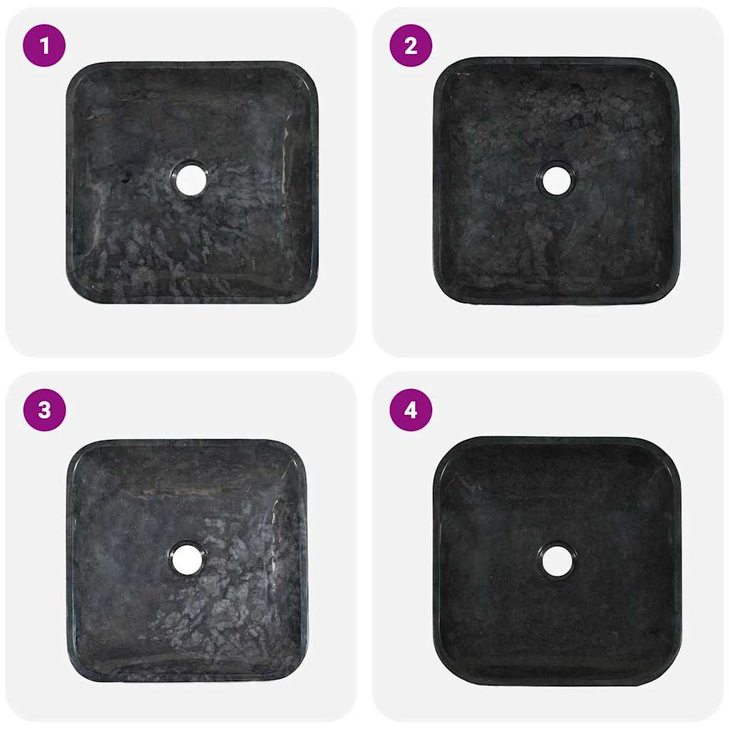 Vask 40x40x10 cm marmor svart