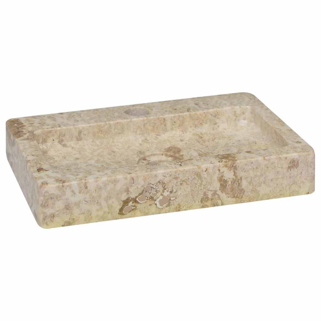 Veggmontert vask kremhvit 38x24x6,5 cm marmor
