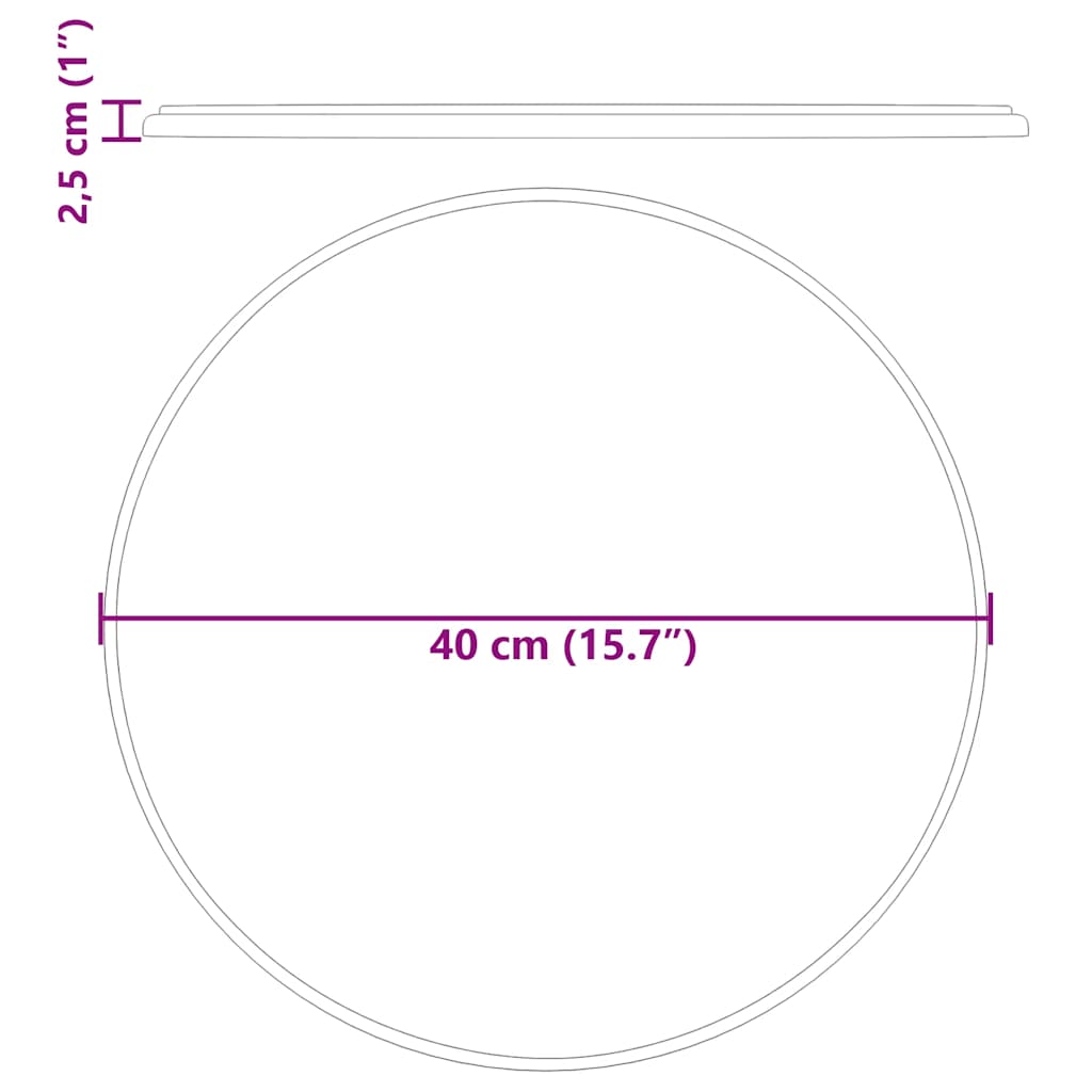 Bordplate svart Ø40x2,5 cm marmor vidaXL