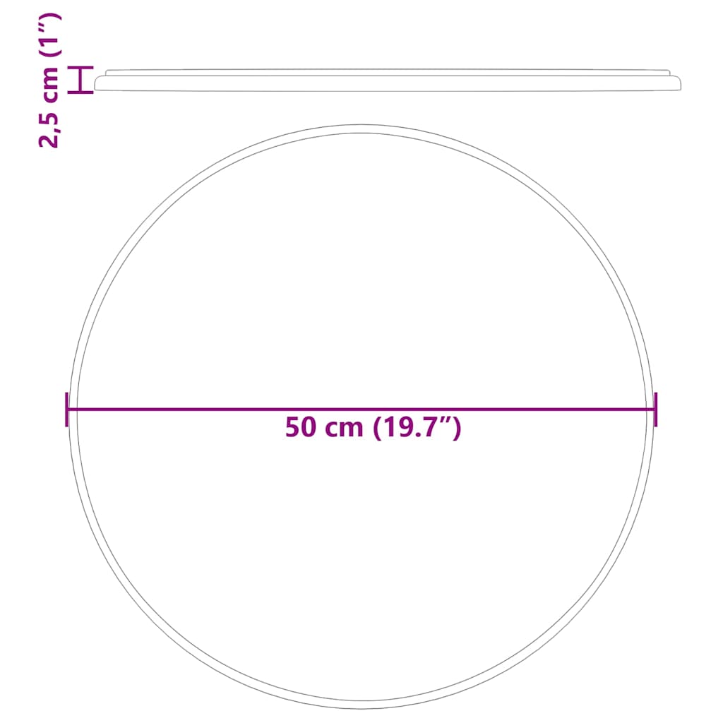 Bordplate kremhvit Ø50x2,5 cm marmor vidaXL