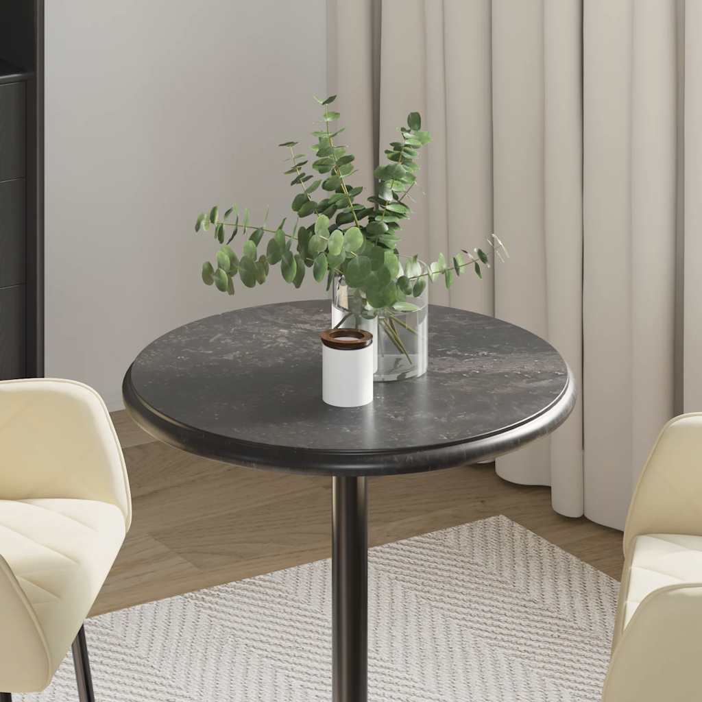 Bordplate svart Ø50x2,5 cm marmor vidaXL