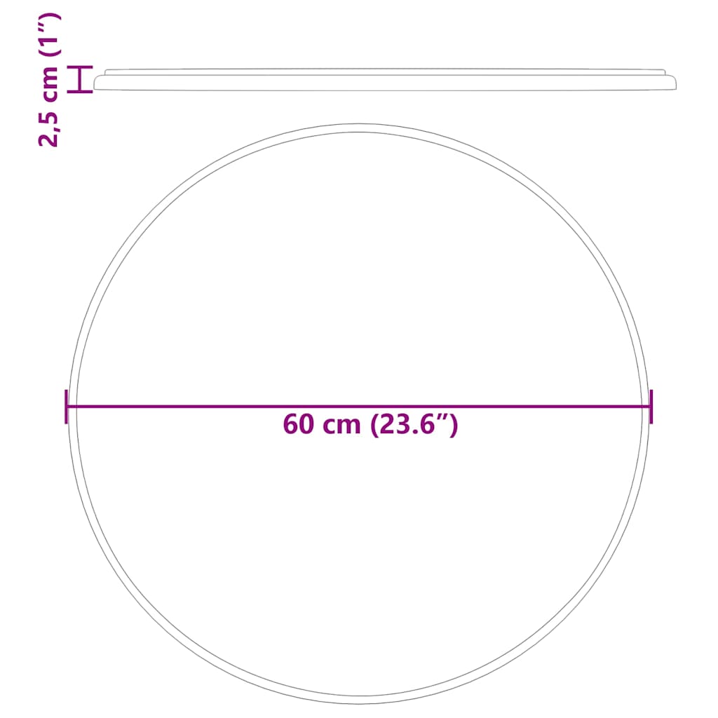 Bordplate grå Ø60x2,5 cm marmor vidaXL