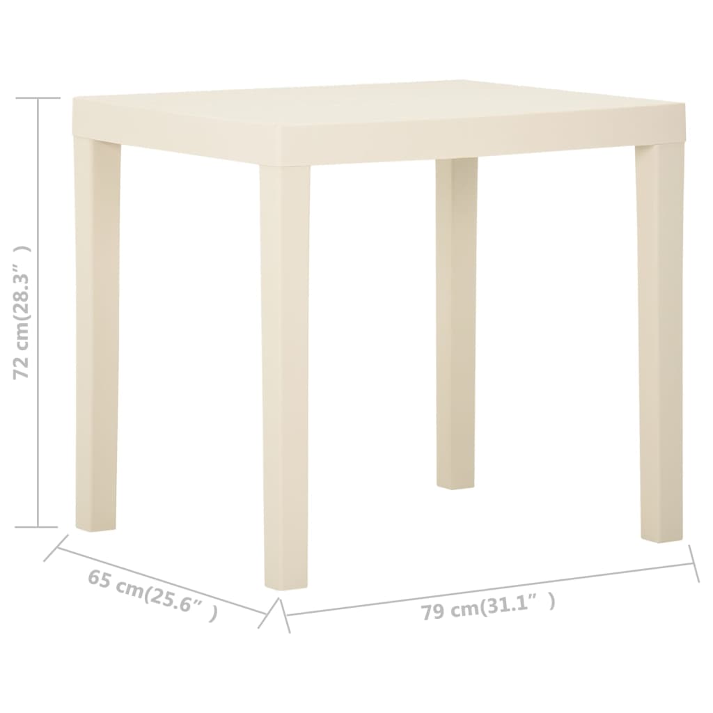 Hagebord hvit 79x65x72 cm plast