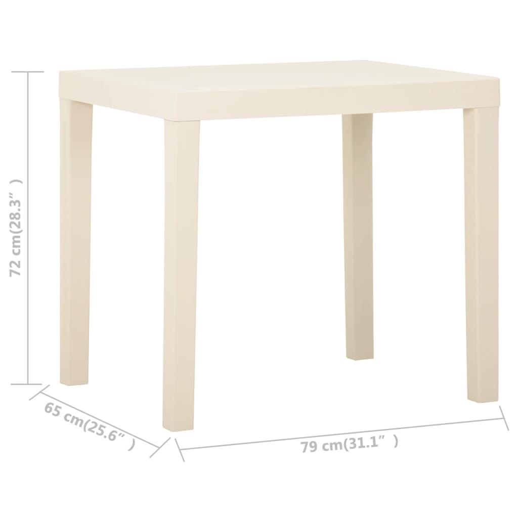 Hagebord hvit 79x65x72 cm plast