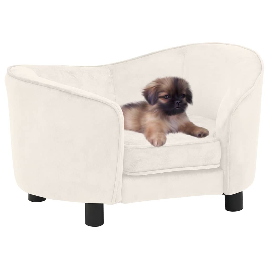 Hundesofa kremhvit 69x49x40 cm plysj