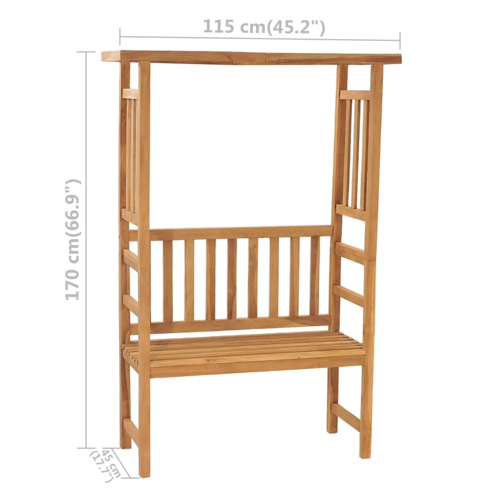 Hagebenk med pergola 115 cm heltre teak