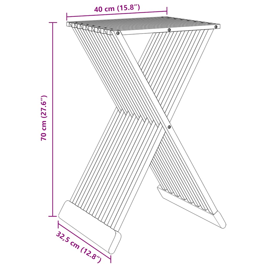 Sammenleggbar krakk 40x32,5x70 cm heltre teak