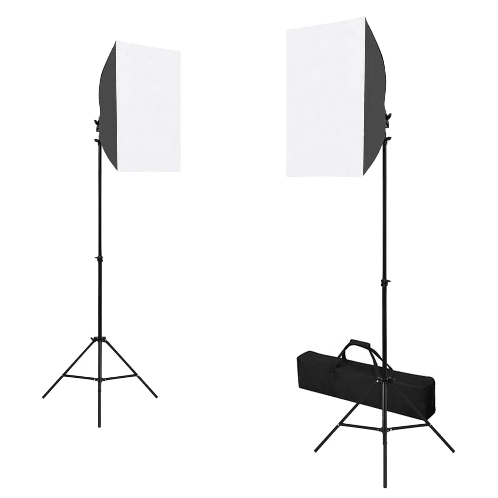 Fotostudiosett med softbokslys, bakgrunn og reflektor