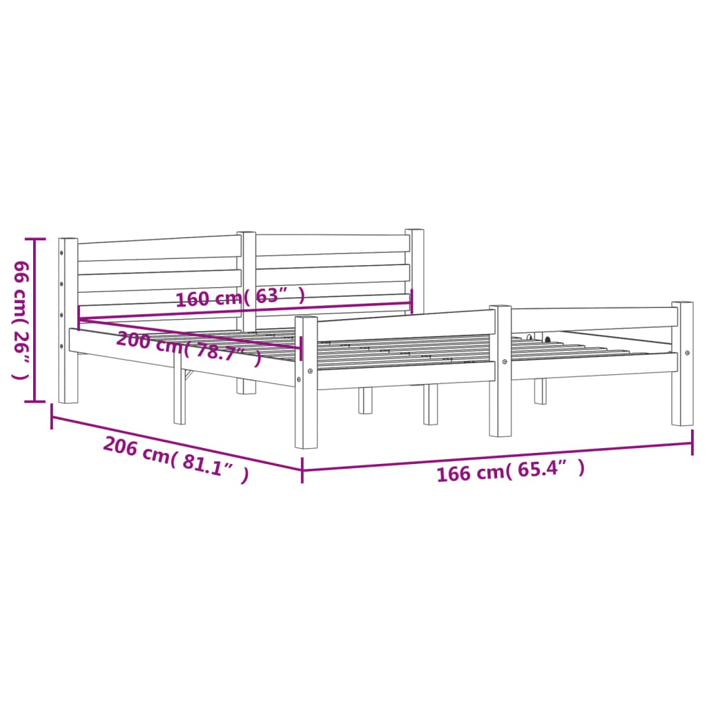 Sengeramme honningbrun heltre furu 160x200 cm