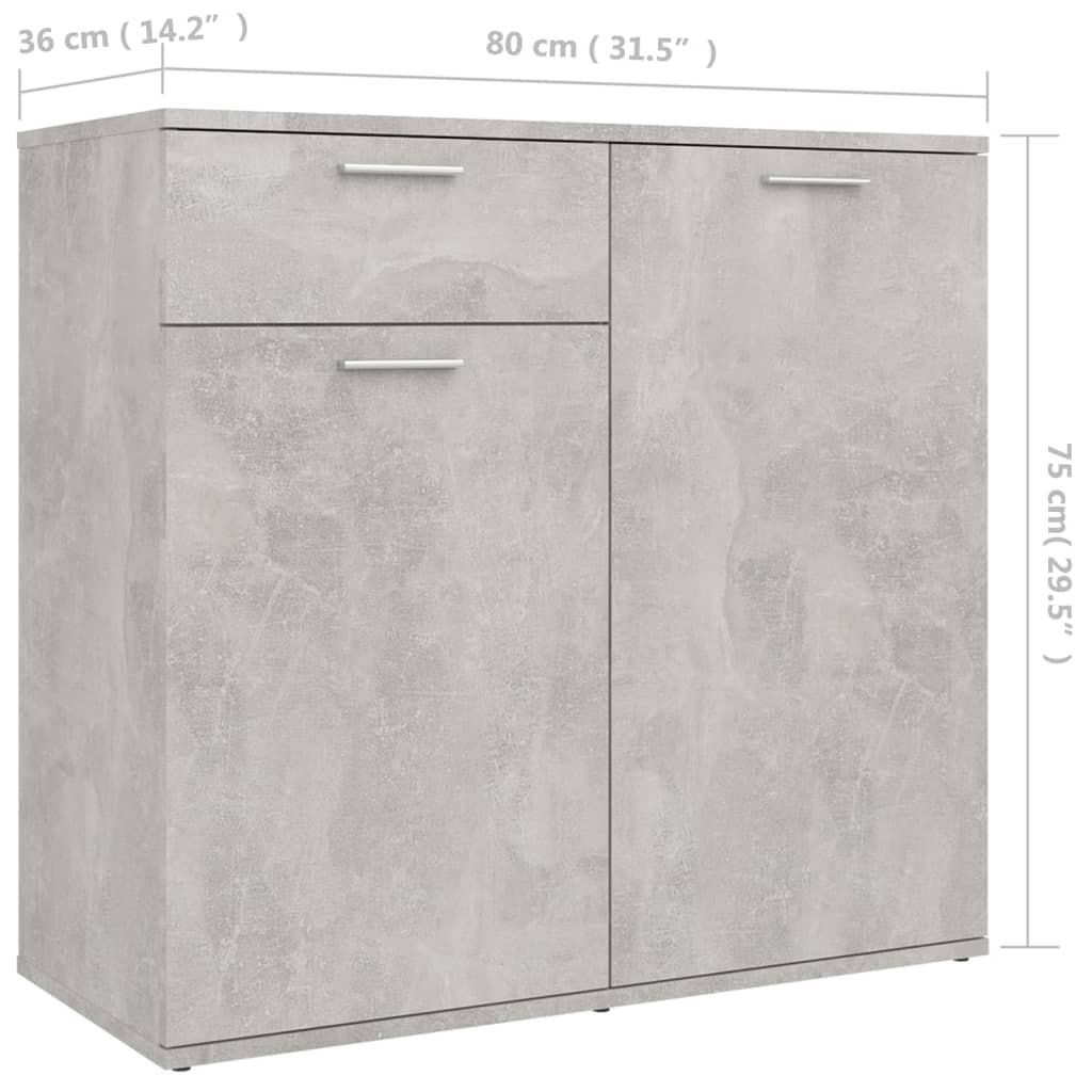 Skjenk betonggrå 80x36x75 cm konstruert tre