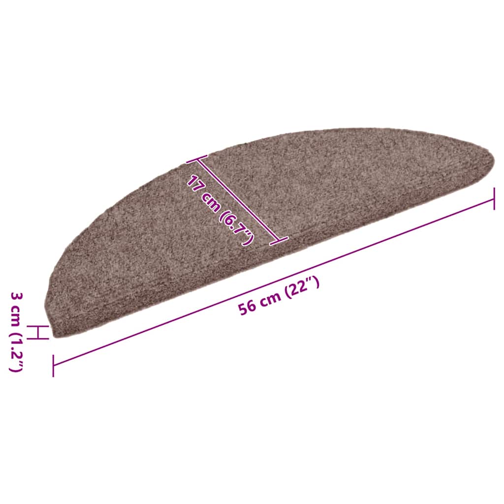 Trappematter selvklebende 5 stk 56x17x3 cm lysebrun halvrund