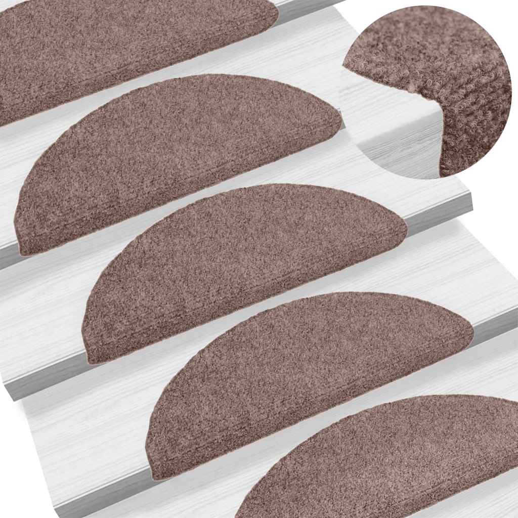 Trappematter selvklebende 5 stk 56x17x3 cm lysebrun halvrund