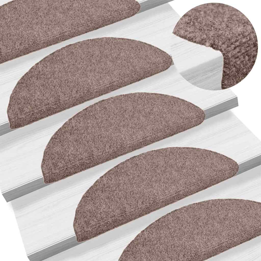 Trappematter selvklebende 10 stk 56x17x3 cm lysebrun halvrund