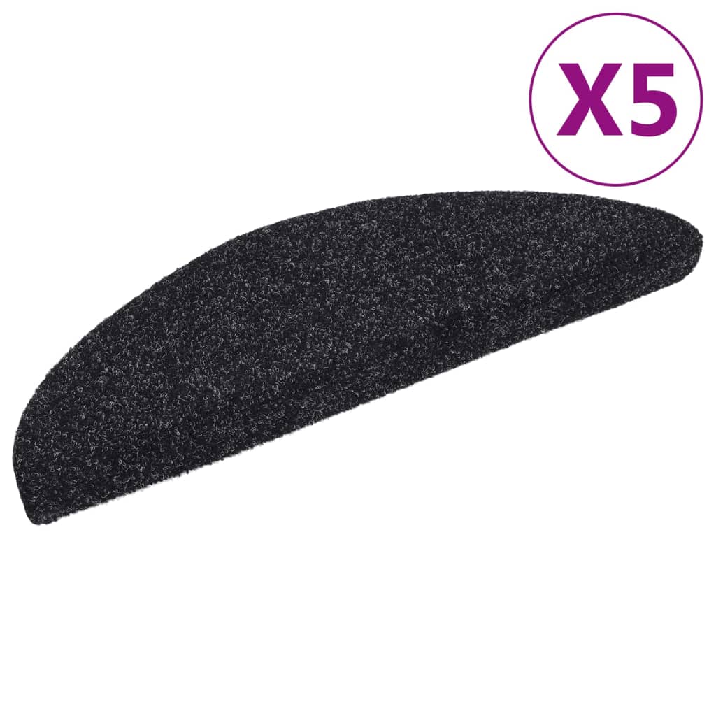Trappematter selvklebende 5 stk 56x17x3 cm svart halvrund